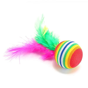 Marltons Rainbow Ball with Feather Toy - Tub