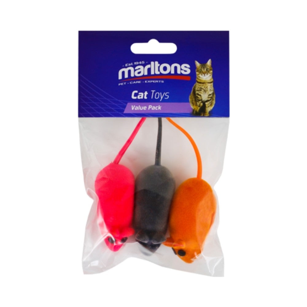 Marltons Pvc Squeaky Mouse 3 Pack 6cm