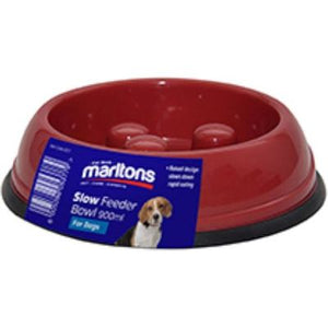 Marltons Slow Feeder Bowl Plastic 900Ml - Red