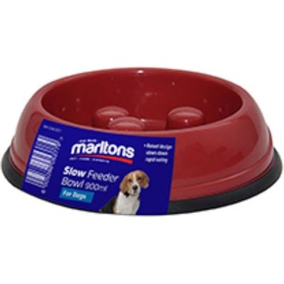 Marltons Slow Feeder Bowl Plastic 900Ml - Red